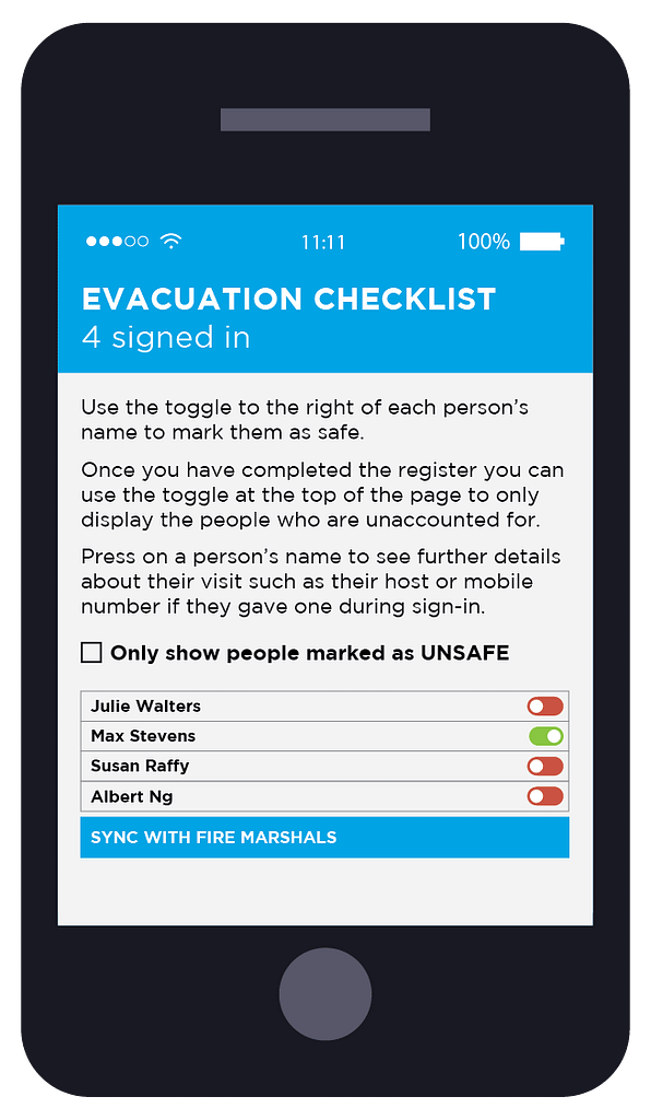 VisitUs Visitor Management Evacuation Checklist